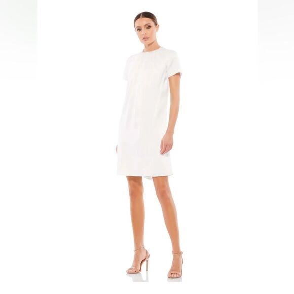 NWT leena for Mac Duggal Pleated Midi Dress $398 - Picture 3 of 11